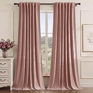 StangH Pink Girls Bedroom Velvet Curtains 96 Inch Length 2 Panels