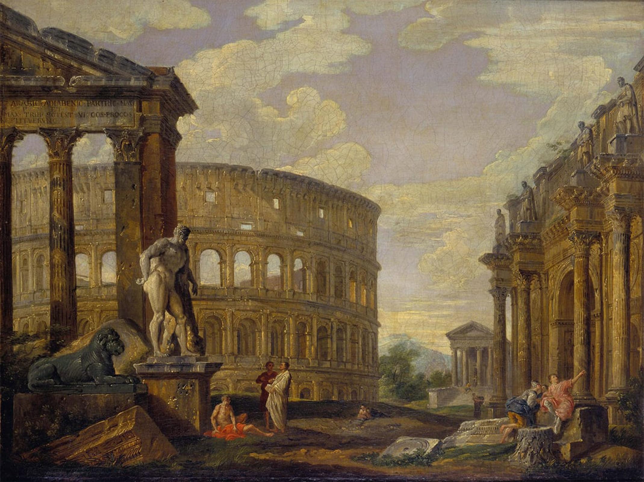 SERENDIPITP Vintage Wall Art Canvas Nordic Poster Canvas Print Picture Landscape with Hercules by Paolo Pannini Wall Art Poster for Home Decor 60x90cm