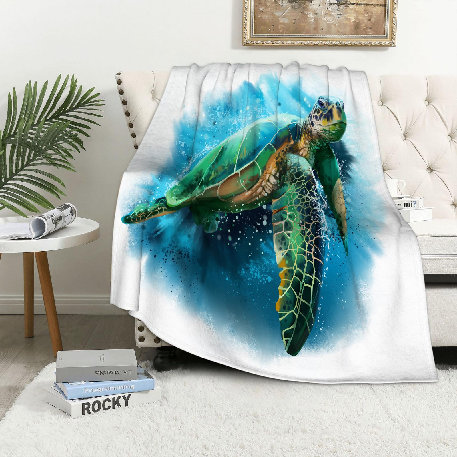 Couverture à Capuche Oversize Flanelle Avec Manches - Motif Tortue De Mer - Confort Doux Pour Adultes