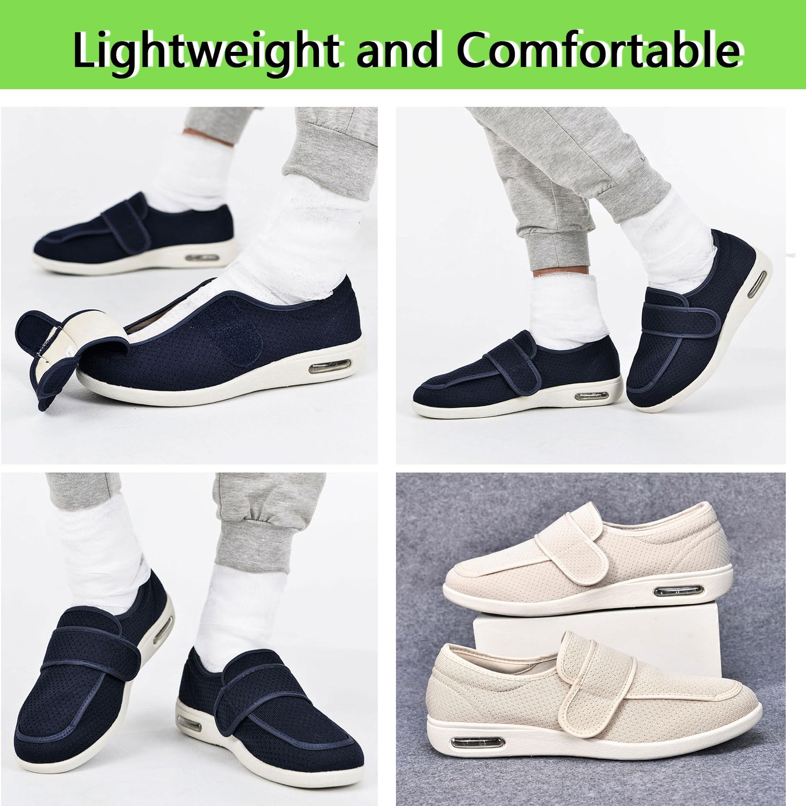 Scarpe da Ginnastica Extra Larghe, Scarpe da Passeggio per Esterni con Ampia Larghezza Regolabile, Cuscino d'Aria, Chiusure Regolabili, Scarpe da Passeggio Ortopediche,39EU