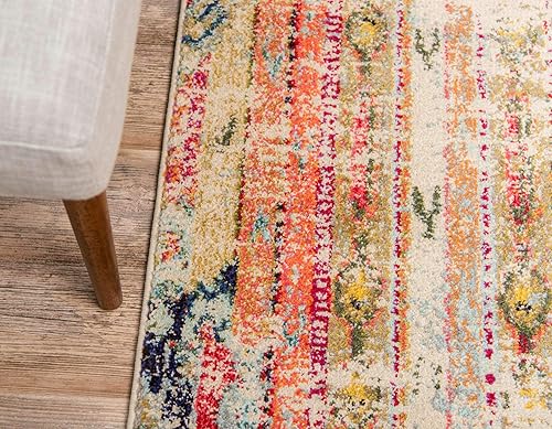 Miniatura 5 de Unique Loom Colección Monterey Tapete bohemio tribal de época con colores brillantes, Polipropileno, Multicolor