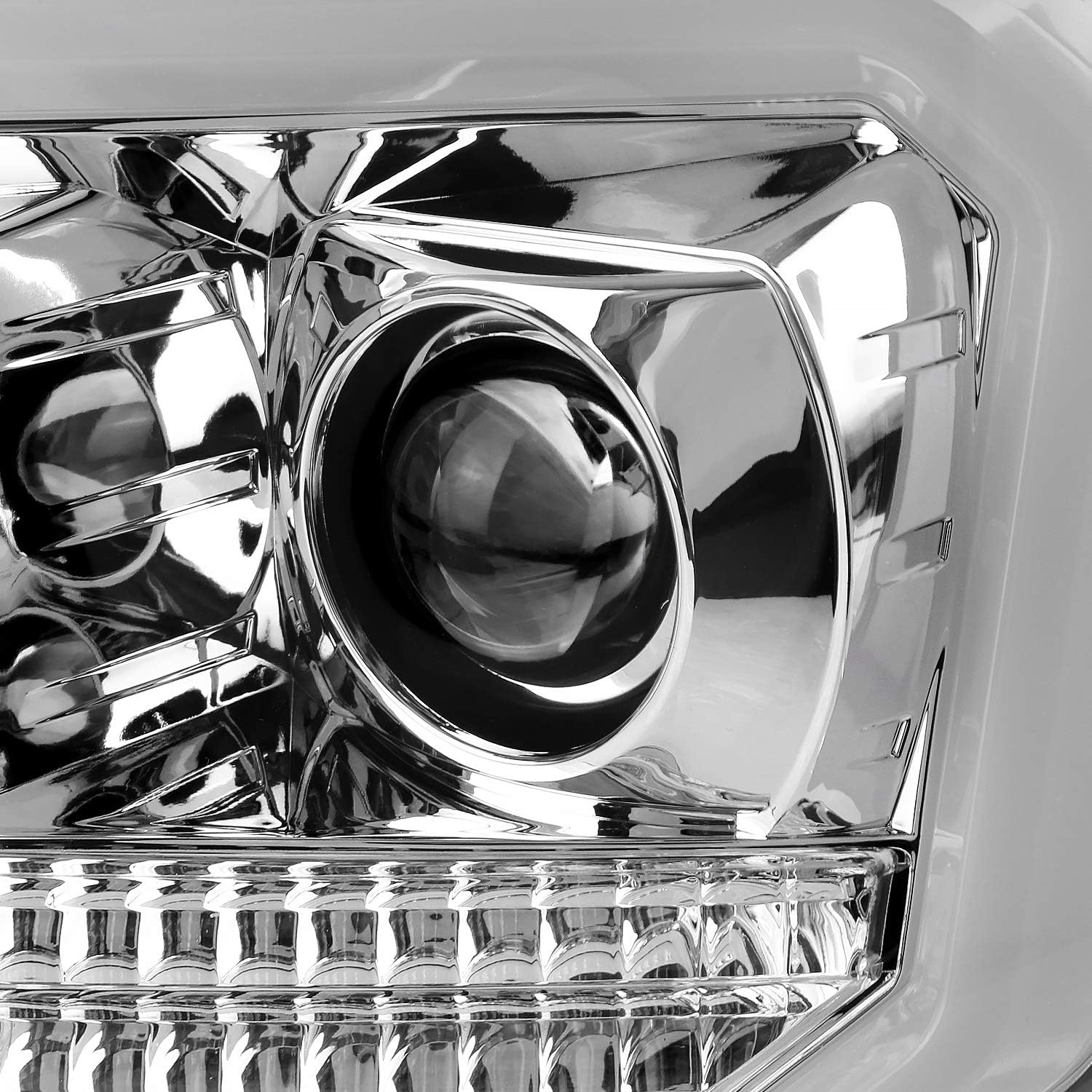SPEC-D TUNING Chrome LED Tube Projector Headlights Compatible with 2004-2008 Ford F-150, 2006-2008 Lincoln Mark LT, Left + Right Pair Headlamps Assembly