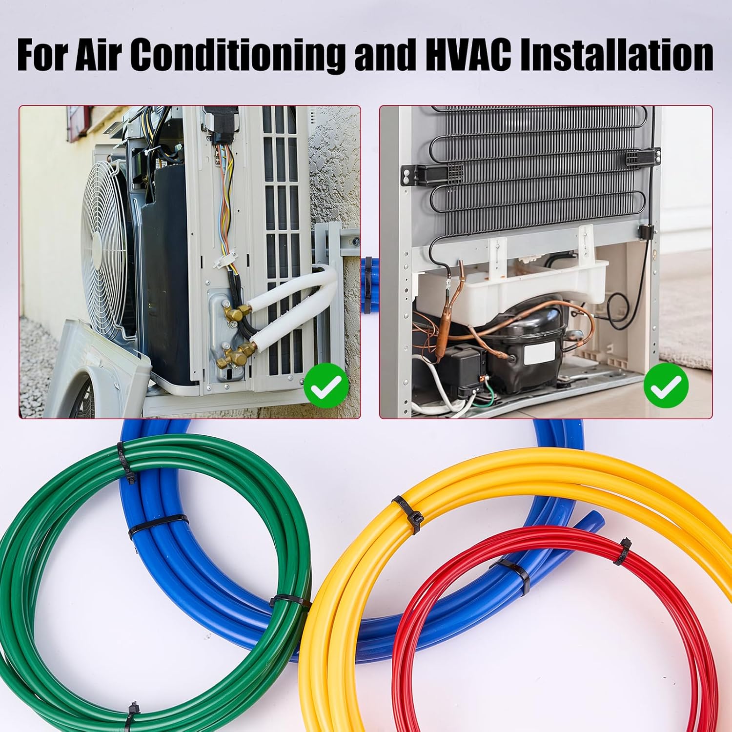 Copper Tube Bending Strip 13 ft (4 m), 4 Pcs Air Conditioning Copper Tubing Extension for 1/4" 1/2" 3/8" 5/8", AC Pipe Bender Kit for HVAC and Refrigeration Installation