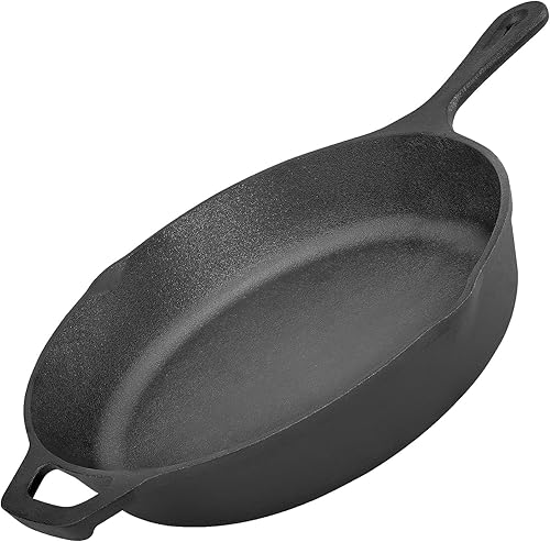 Flavehc Sartén de hierro fundido de 10 pulgadas, sartén de hierro fundido pre-sazonado, sartén de hierro fundido apto para horno, sartén de hierro
