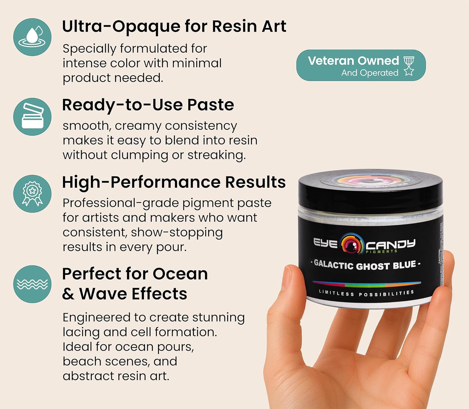 Mica Powder Pigment “Galactic Ghost Blue” (50g) Multipurpose DIY Arts and Crafts Additive | Woodworking, Natural Bath Bombs, Resin, Paint, Epoxy, Soap, Nail Polish, Lip Balm (Galactic Ghost Blue, 50G) - Image 3