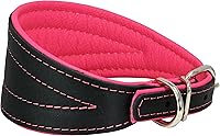 Vista 12 de Collar de perro acolchado extra ancho de cuero real, color negro brillante, galgo, saluki, deerhound, lurcher, whippet dachshund