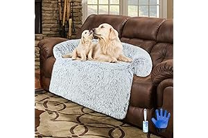 41" Dog Bed Couch Protector with Memory Foam and Removable Fluffy Plush...