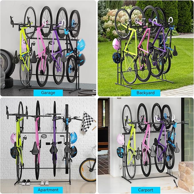 Soporte para bicicletas vertical YBING, para 4 bicicletas, de Metal miniatura 8
