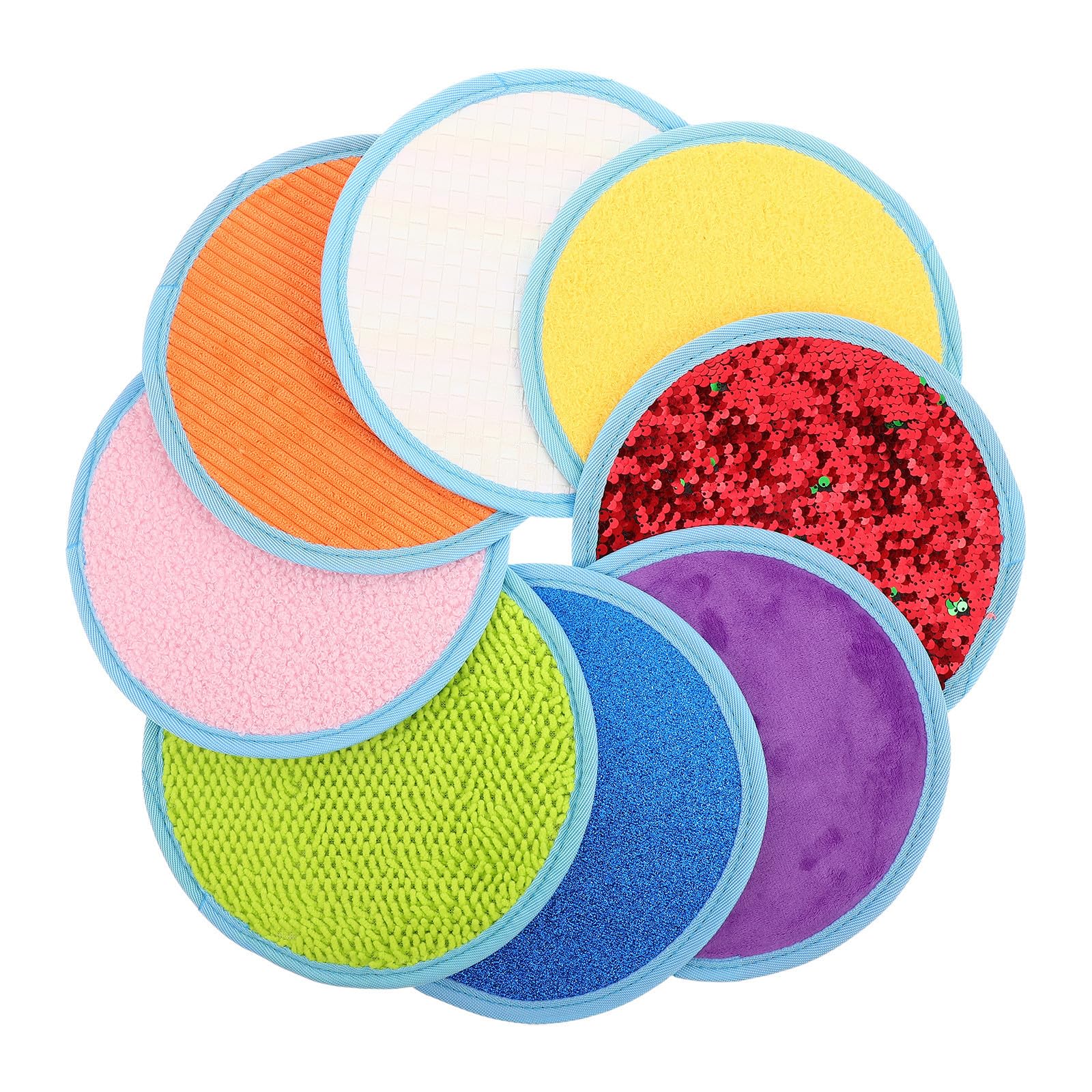 Cabilock 8pcs Sensory Texture Mat for Autistic, Sequin Cloth
