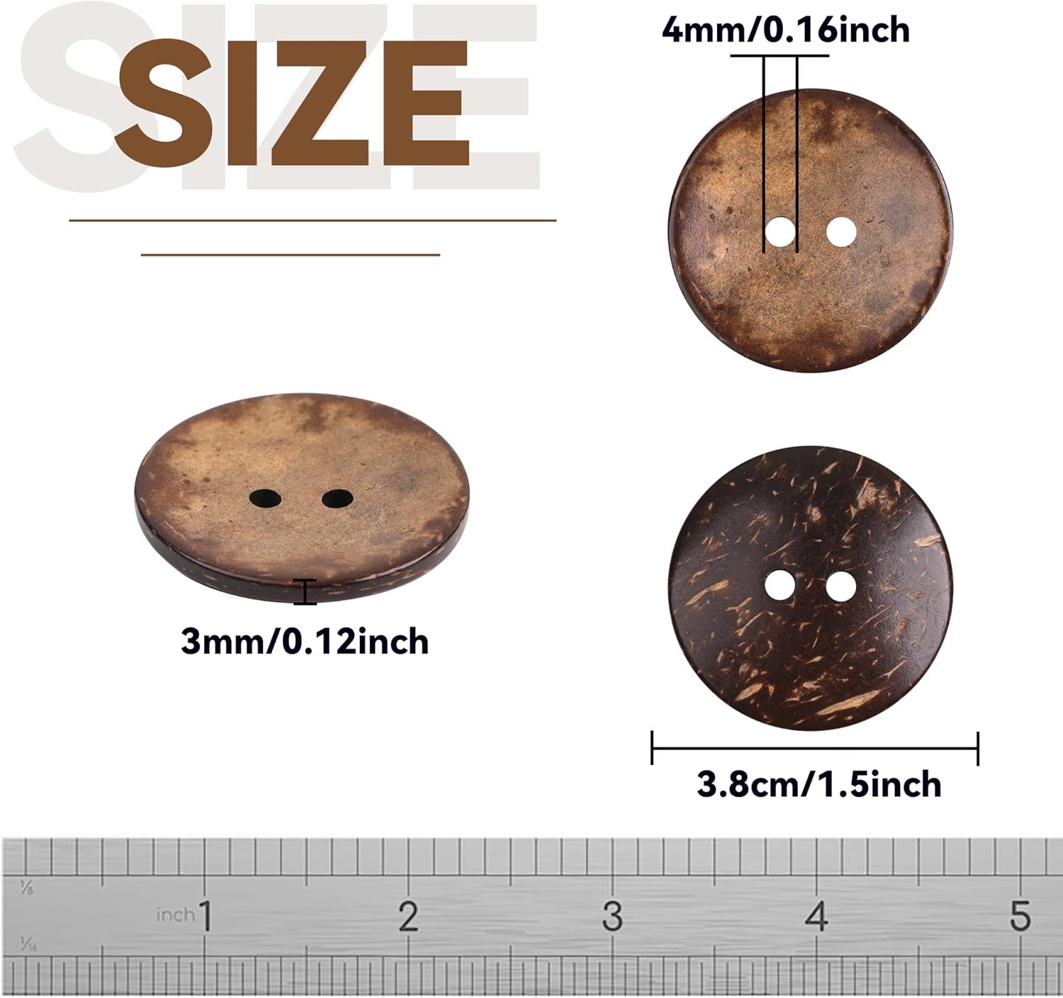 YAKA 30pc 1.5 inch New Thick Coconut Shell 2 Holes Button Craft/Sewing/hot Products