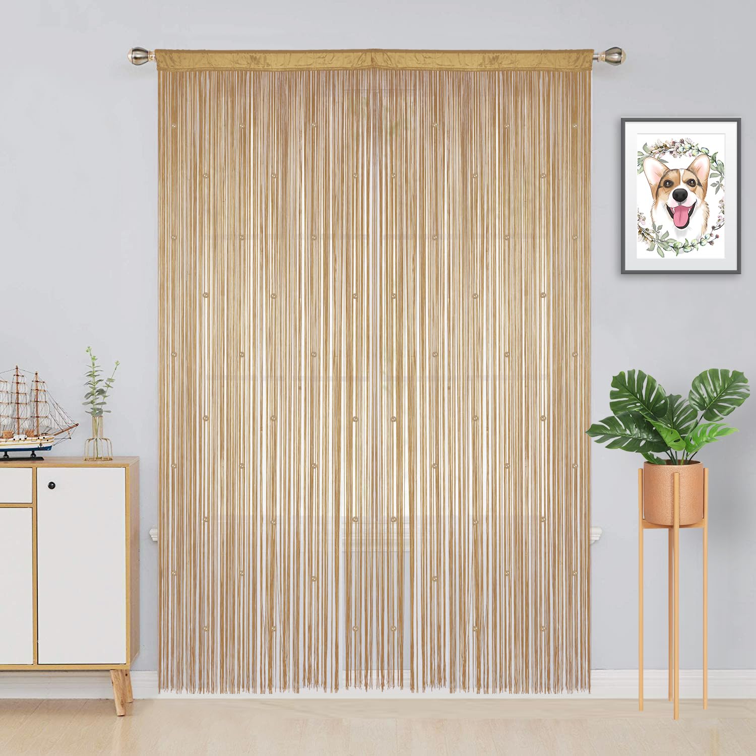 YIIBAII Beaded Curtain Beaded Curtains for Doorways Crystals Suitable for Interior Hanging Decoration and Partitions Closet Curtains (Ecru - Image 3