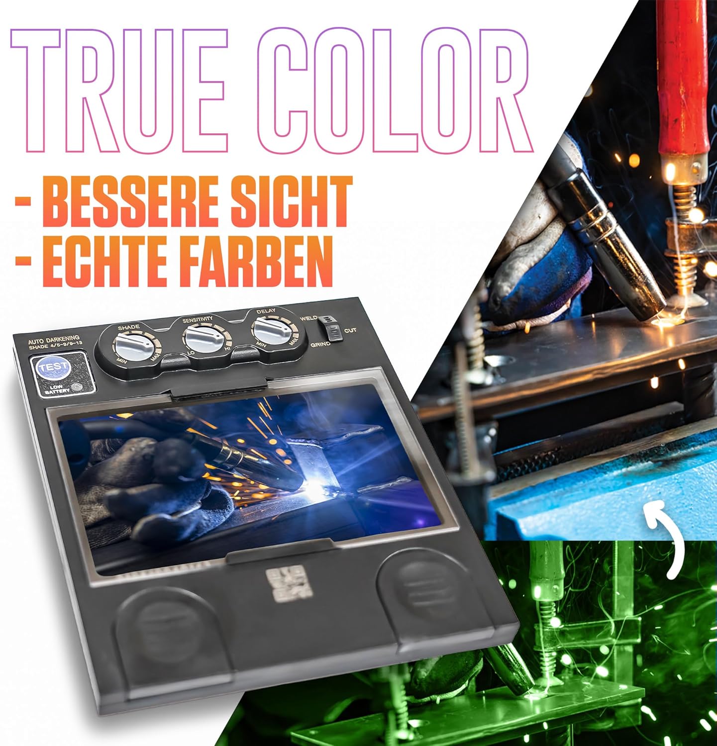 IPOTOOLS J500A Casque de soudage Automatique avec True Colour, Casque de soudage Solaire, 2 capteurs de qualite superieure, Grand Ch - photo 3