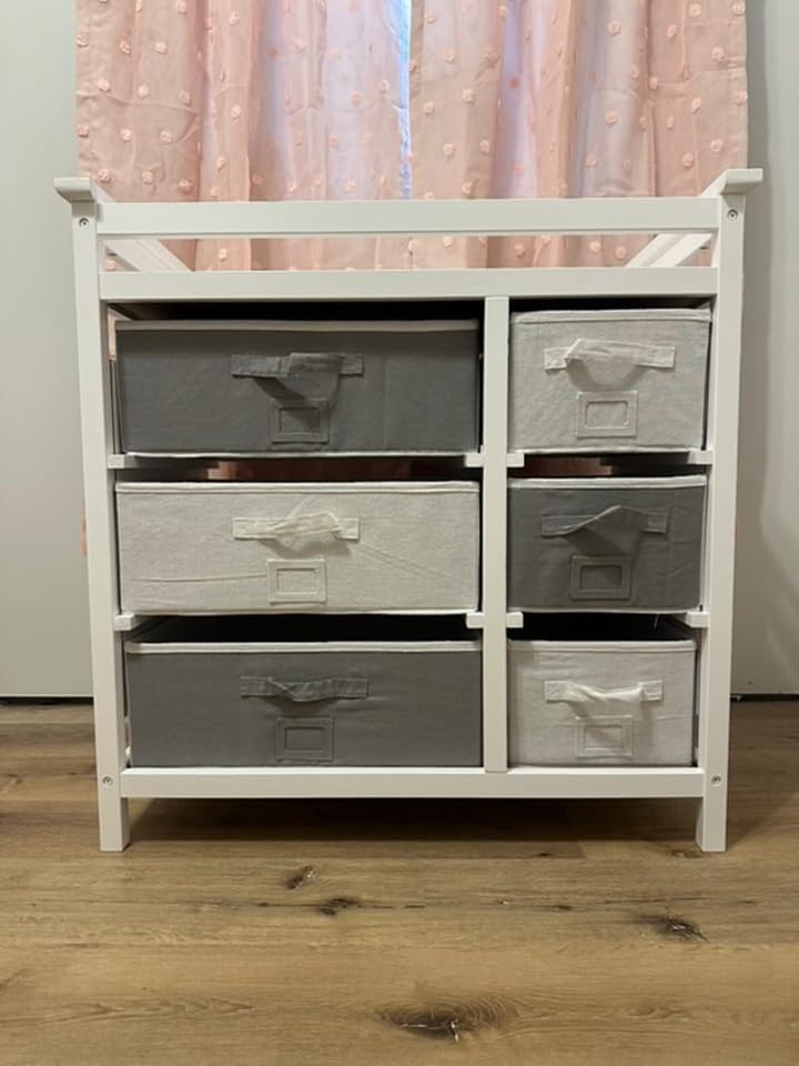 Miniatura 7 de Glaf Cambiador de bebé con 6 cajones de almacenamiento y almohadilla, estación de cambio de pañales multifuncional para bebé recién nacido y bebé