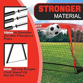 RUNBOW 6x4 ft Portable Kids Soccer Goal for Backyard Practice Soccer Net with Carry Bag (6x4 FT, 1 Pack, Red)