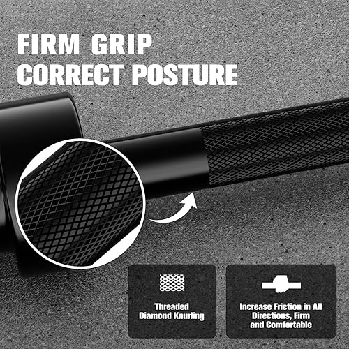 Miniatura 7 de RitFit Barbell Weight Set - 4/6FT Olympic Barbell with Weight Plates (55-115LB Total) - Weightlifting Equipment for Squats, Curls, Deadlifts, Negro