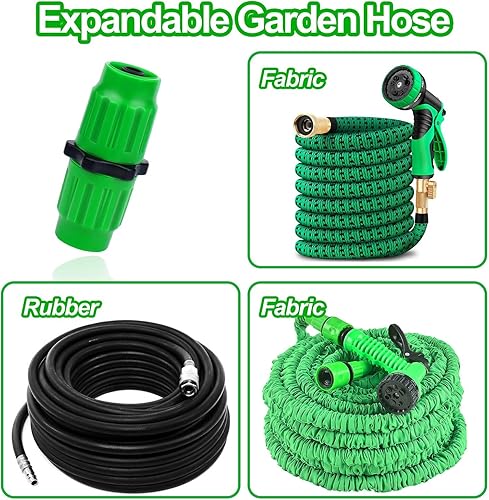 Miniatura 6 de Kit de reparación de manguera de jardín expandible, 4 piezas de conectores hembra macho de doble canal, accesorios con abrazadera de metal