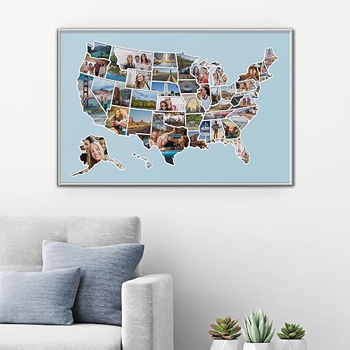 Miniatura 5 de 1DEA.me Mapa fotográfico de Estados Unidos - Mapa de viaje de 50 estados - 24 x 36 pulgadas - Incluye un creador de fotos seguro - Fácil de usar,
