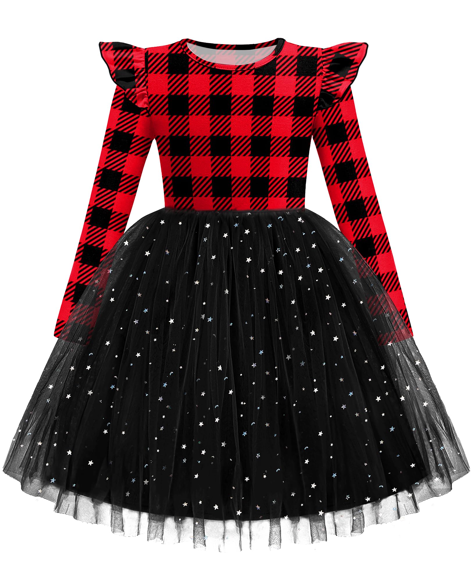 Arshiner Toddler Girls Long Dresses Sleeve Ruffle Winter Holiday Dress 2-6Y