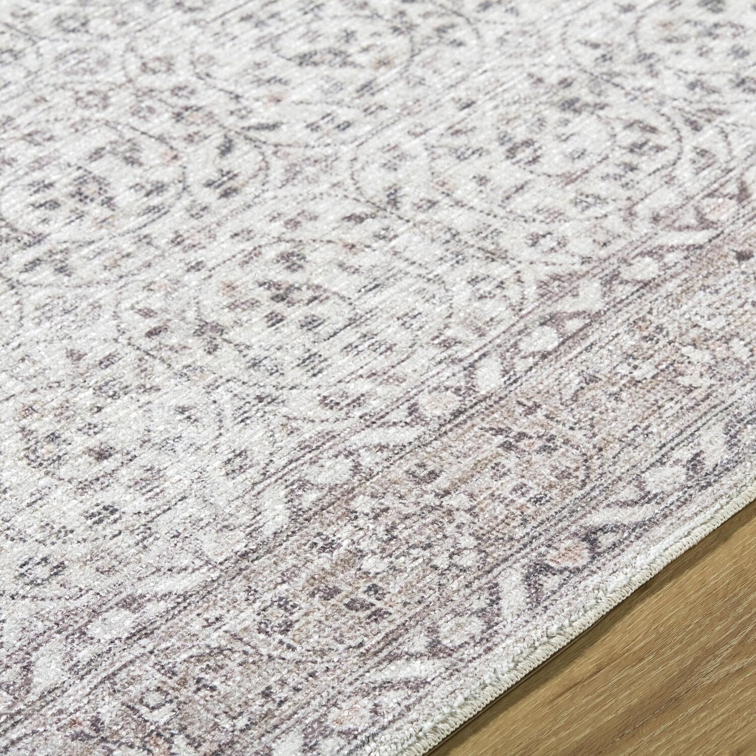 Livabliss x Our PNW Home Spokane Vintage Border Area Rug, 9'1" x 12', Cream/Tan