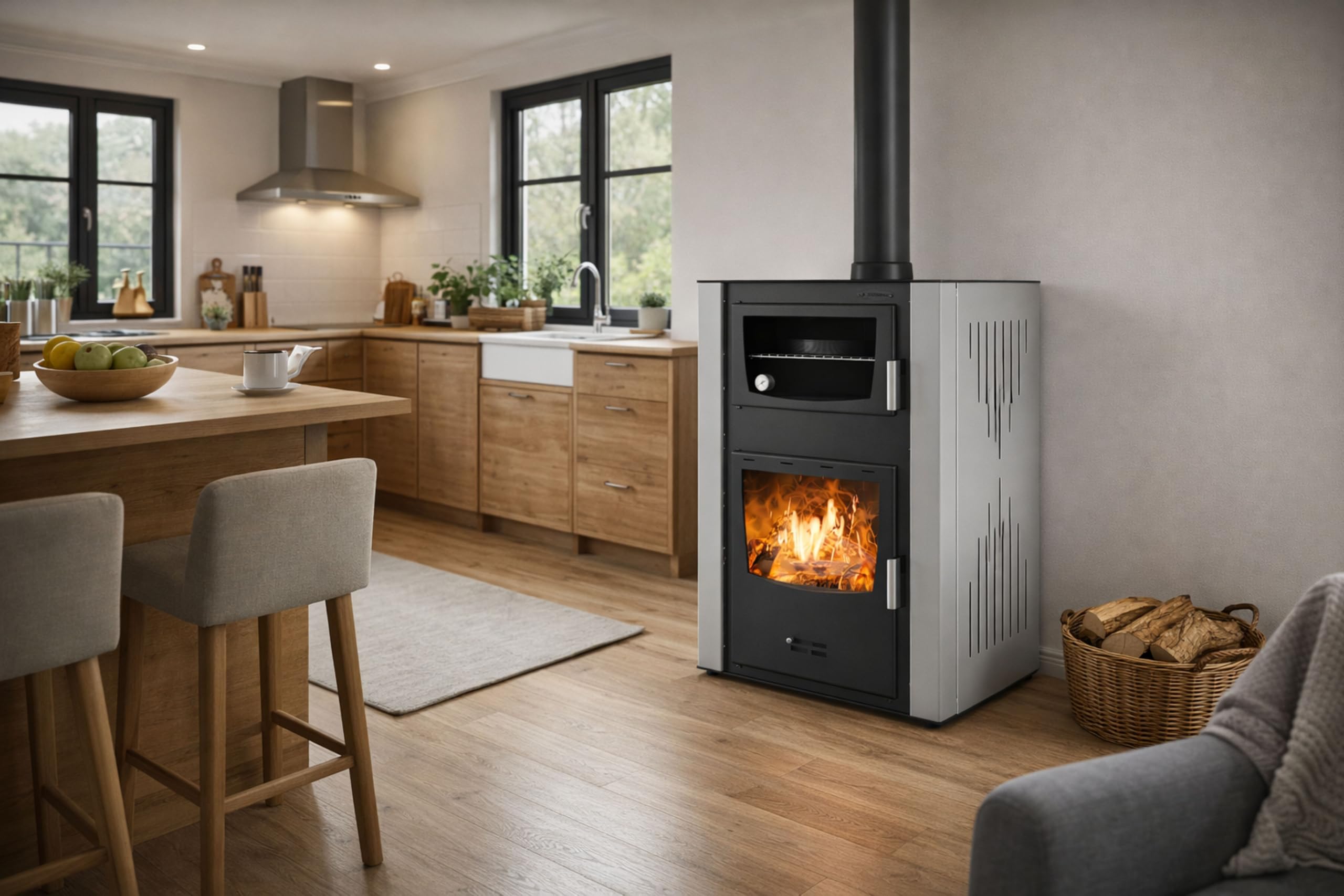 BALKAN ENERGY Poêle à bois avec compartiment de cuisson ATS Hydro Masina 90-30, 35 kW