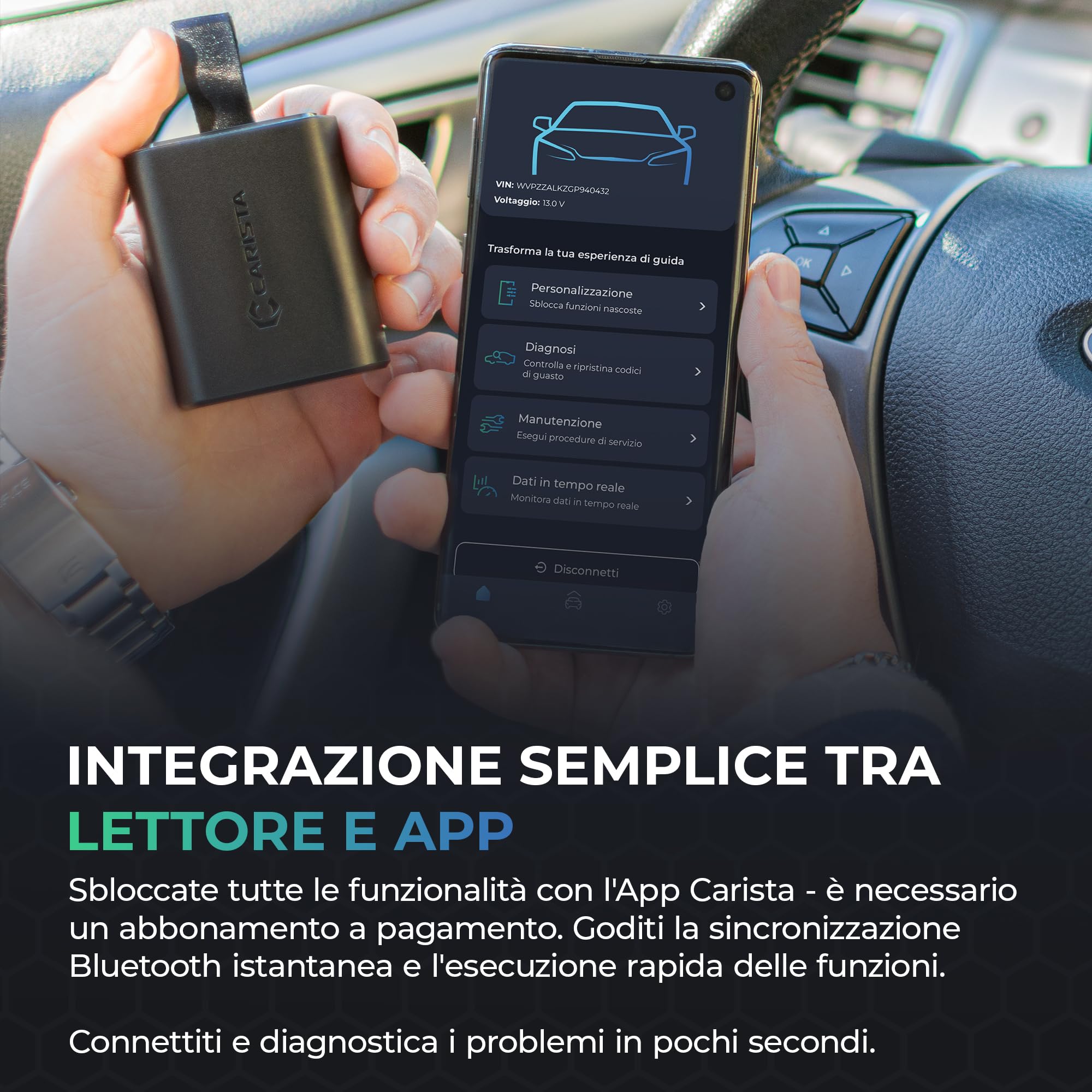 Carista EVO - Bluetooth Lettore: Diagnosi, Codifiche, Strumenti di Manutenzione e Dati in Tempo Reale (Abbonamento richiesto)