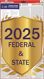 2025 California State Labor Law Poster - State, Federal and OSHA Compliant Laminated Poster - Ideal for Posting in The Workplace