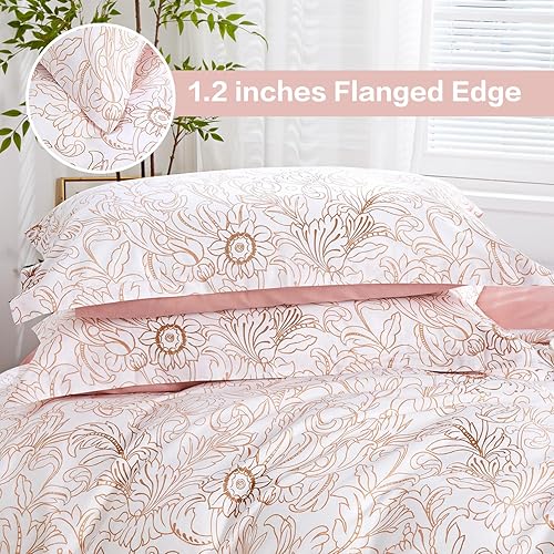 Miniatura 100 de SAPHREAS Juego de funda de edredón de hojas botánicas, tamaño King, 3 piezas, hojas amarillas, juego de funda de edredón 100% algodón suave, 1 funda