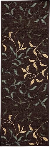 Miniatura 2 de Alfombra antideslizante de pasillo, tradicional, diseño de hojas, con parte trasera de goma, lavable a máquina, 2 x 5, para pasillo, cocina,