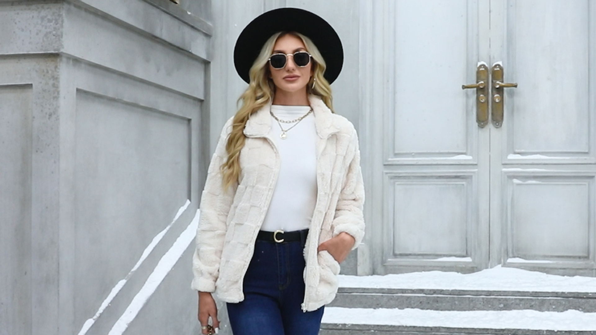 Women Fall Soft Fleece Sherpa Cardigan Warm Lightweight Furry Coat