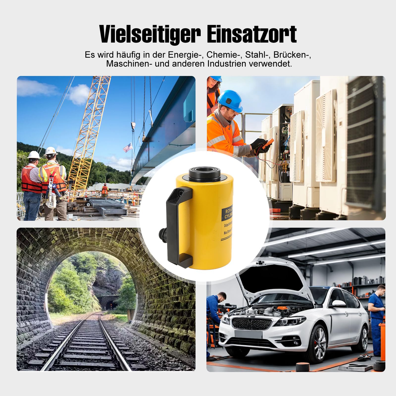 20 Ton Hohlzylinder, Hohlkolbenzylinder, Ø28mm, Hub 50mm, Einzelwirkender Hydraulikzylinder Jack Tragbarer Hydraulische Hebezylinder Hydraulischer Zylinderheber 44000LBS