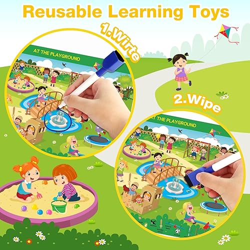 Miniatura 5 de pigipigi Juego educativo para niños  Juguete de búsqueda y búsqueda para niños pequeños de 3, 4, 5, 6, 7 años, alfombrillas reutilizables de