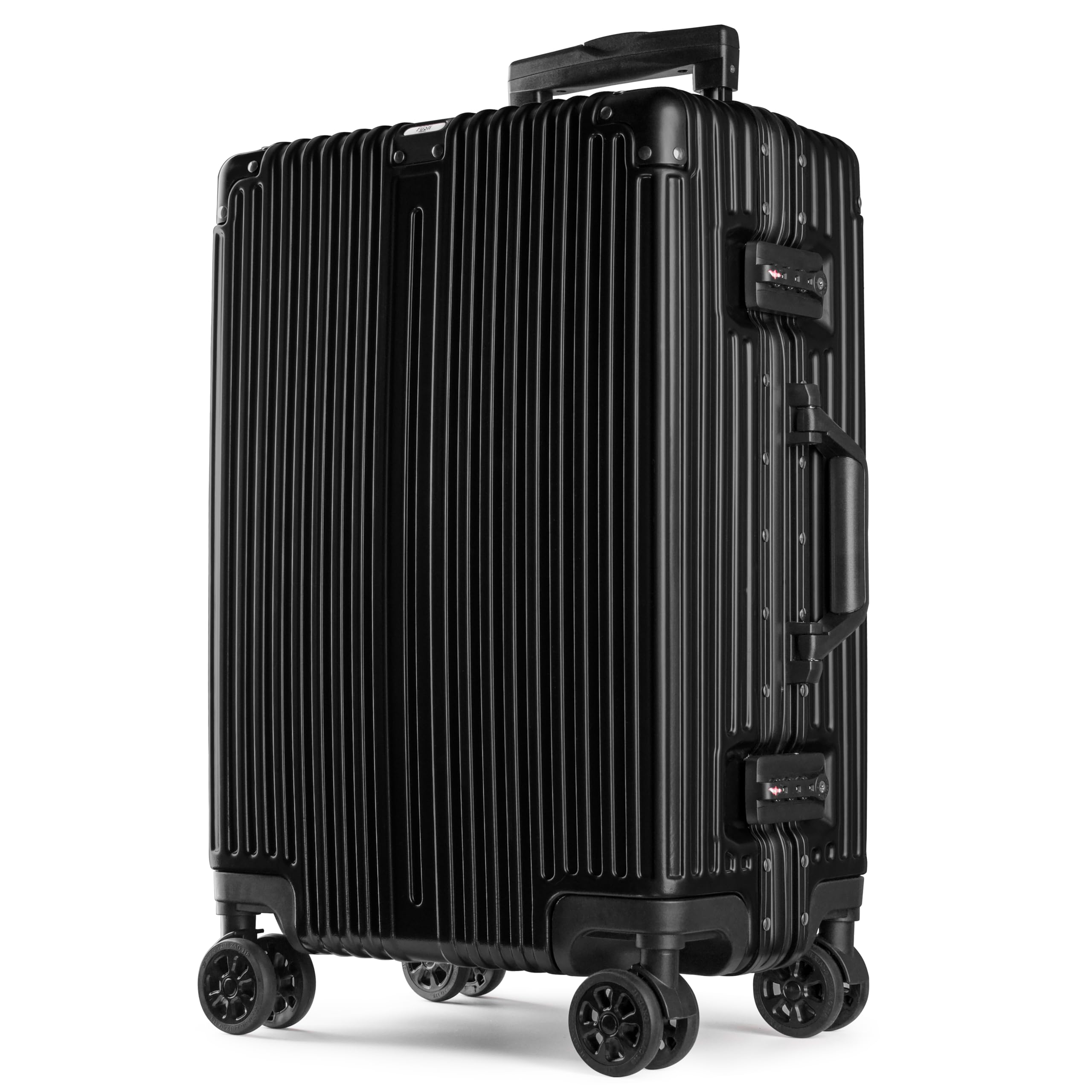 Valise Rigide en Polycarbonate avec Cadre en Aluminium | Coque Rigide en Polycarbonate | Serrure à Combinaison TSA | avec 4 roulettes et Serrure TSA | Valise Exclusive Haute qualité (SCHWARZ, XL)