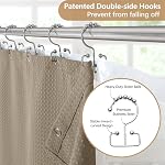 All-in-One Bathroom Shower Curtain Set Enhanced 3D Waffle Weave Fabric Shower Curtain with PEVA Waterproof Liner & 12 Upgraded Anti-Fall Hooks 256GSM Heavy Duty 72" x 72" (Khaki)