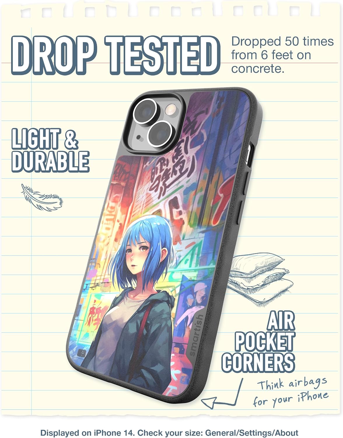 Smartish - Manic Pixie Dream Girl - iPhone 15 Pro Slim Case - Gripmunk [Lightweight + Protective] Thin Cover - Fits iPhone 15 Pro