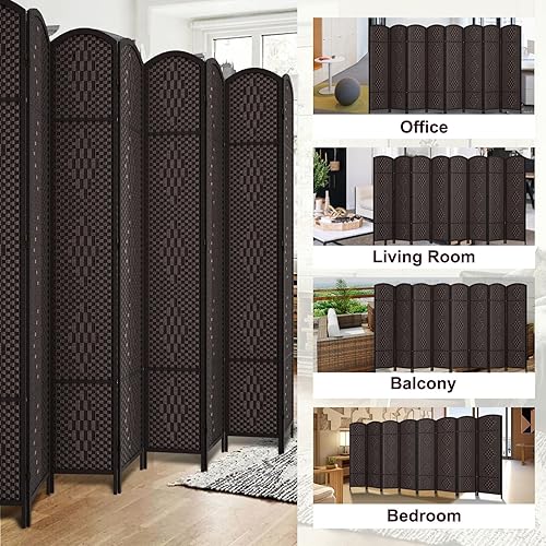 Miniatura 5 de Rose Home Fashion RHF Biombo de 6 pies de alto, paneles de fibra tejida en rombos, biombo divisor de habitación, biombo plegable.