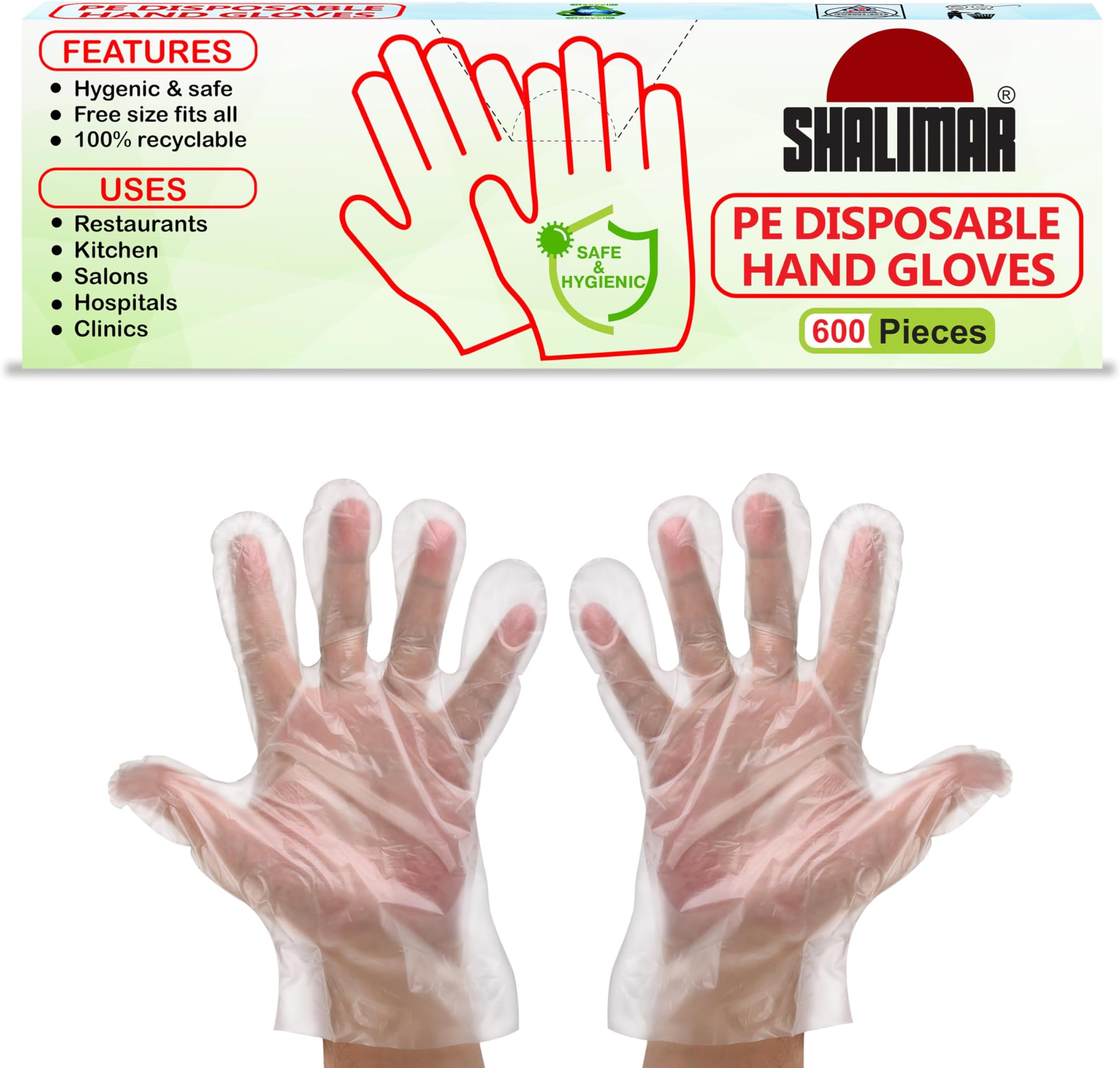 Shalimar plastic Reusable Hand Gloves (Pack Of 3/600 Pieces) For Gardening, Kitchen Cleaning And Dishwashing (Natural Colour) - Free Size