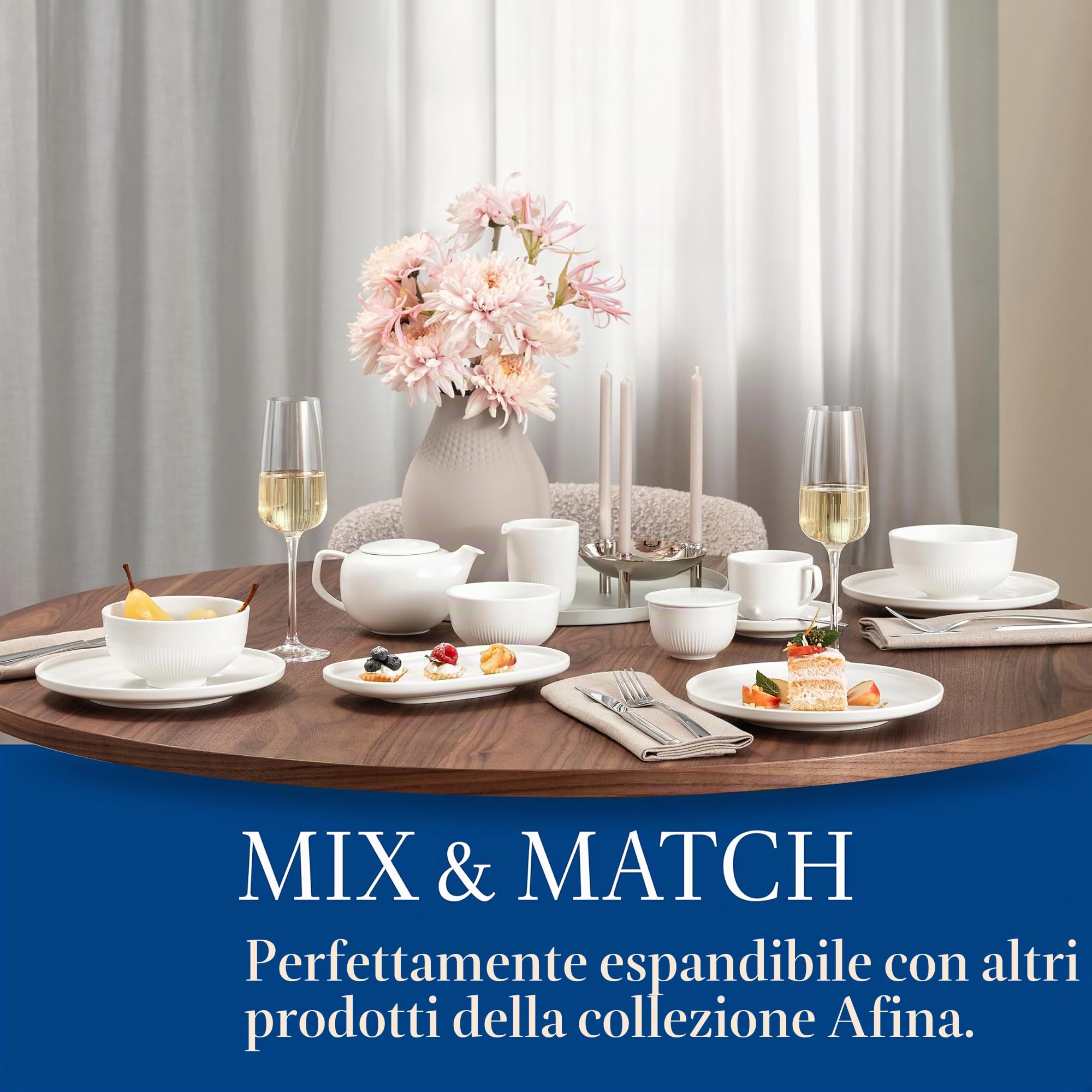 Villeroy & Boch - Afina piatto universale, piatto da portata per pietanze, lavabile in lavastoviglie, utilizzabile nel microonde, porcellana Premium Made in Germany, bianco