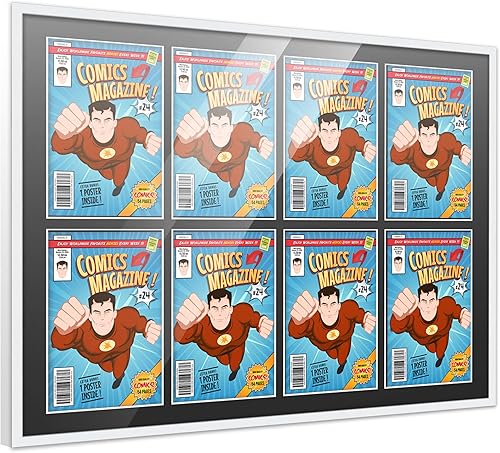 Miniatura 63 de Poster Palooza Marco de cómic con paspartú para 4 cómics de la era actual publicado después de 1985, marco de cómic negro para cómics de 6.875 x