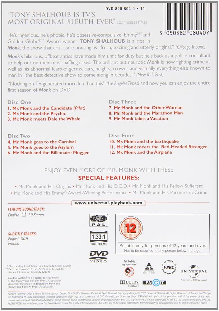 その他 Monk: Season One/ [DVD] Monk The Complete Series Season 1-8 DVD: Amazon.ca: Movies