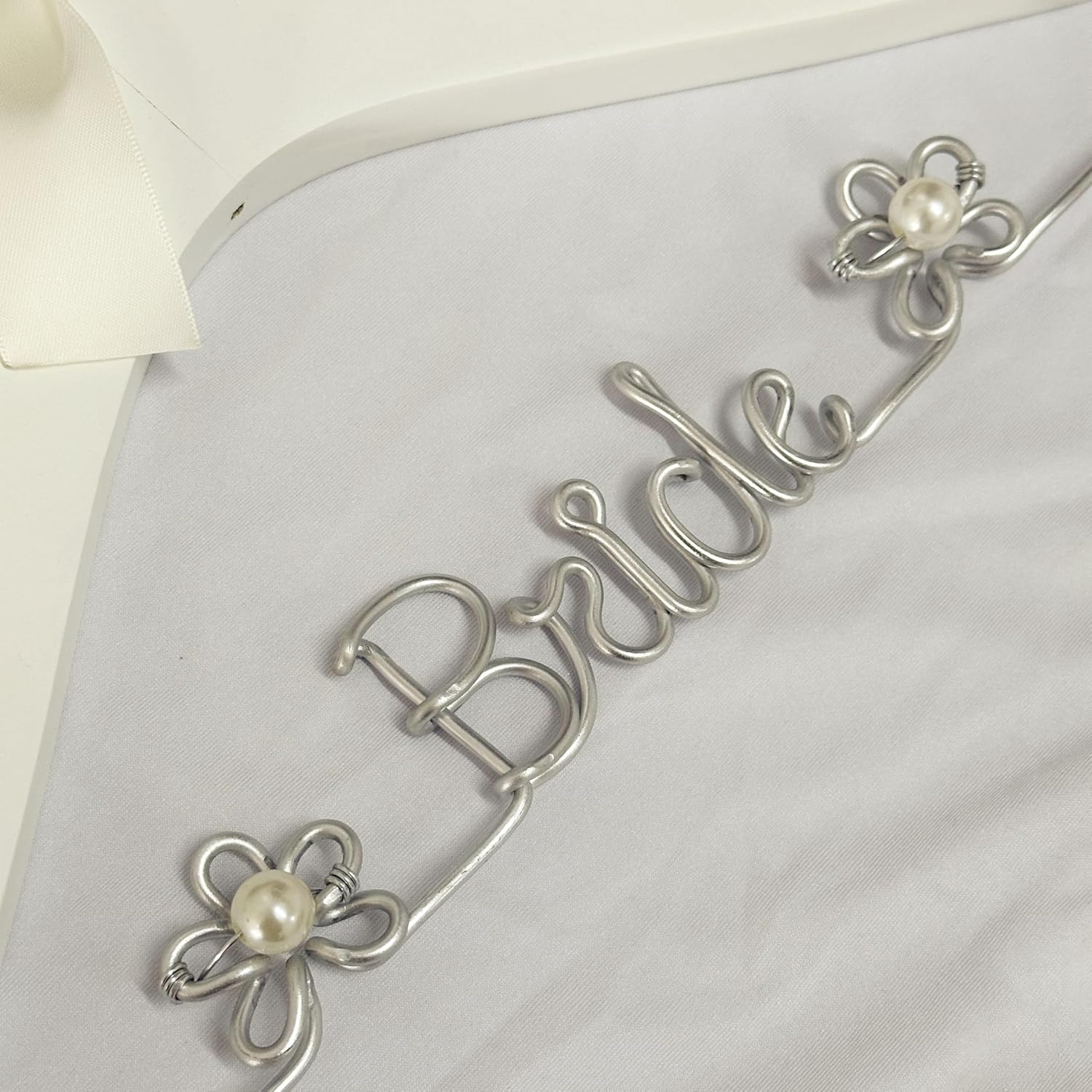 Wood Wedding Hanger Bridal Dress Hanger Bride Groom Bridesmaid Wedding Gift (Bride (White))