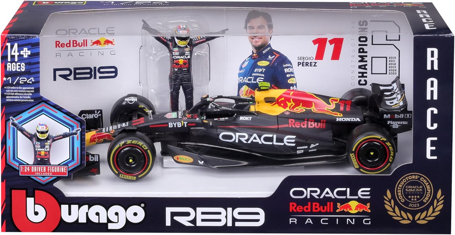 Bburago 1:24 2023 Race Oracle Red Bull RB19 with Figure, Perez #11