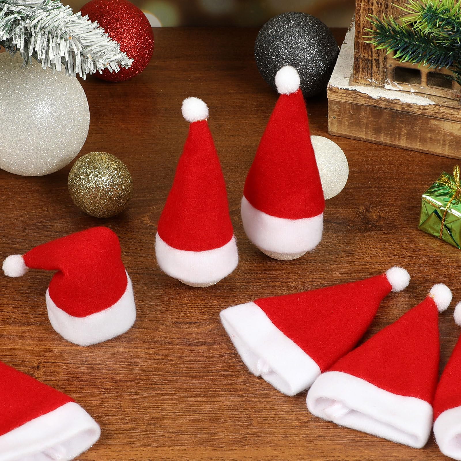 10Pcs Mini Santa Hats for Lollipop Bottle Decorations Velvet Christmas Hat Party Supplies - Image 3