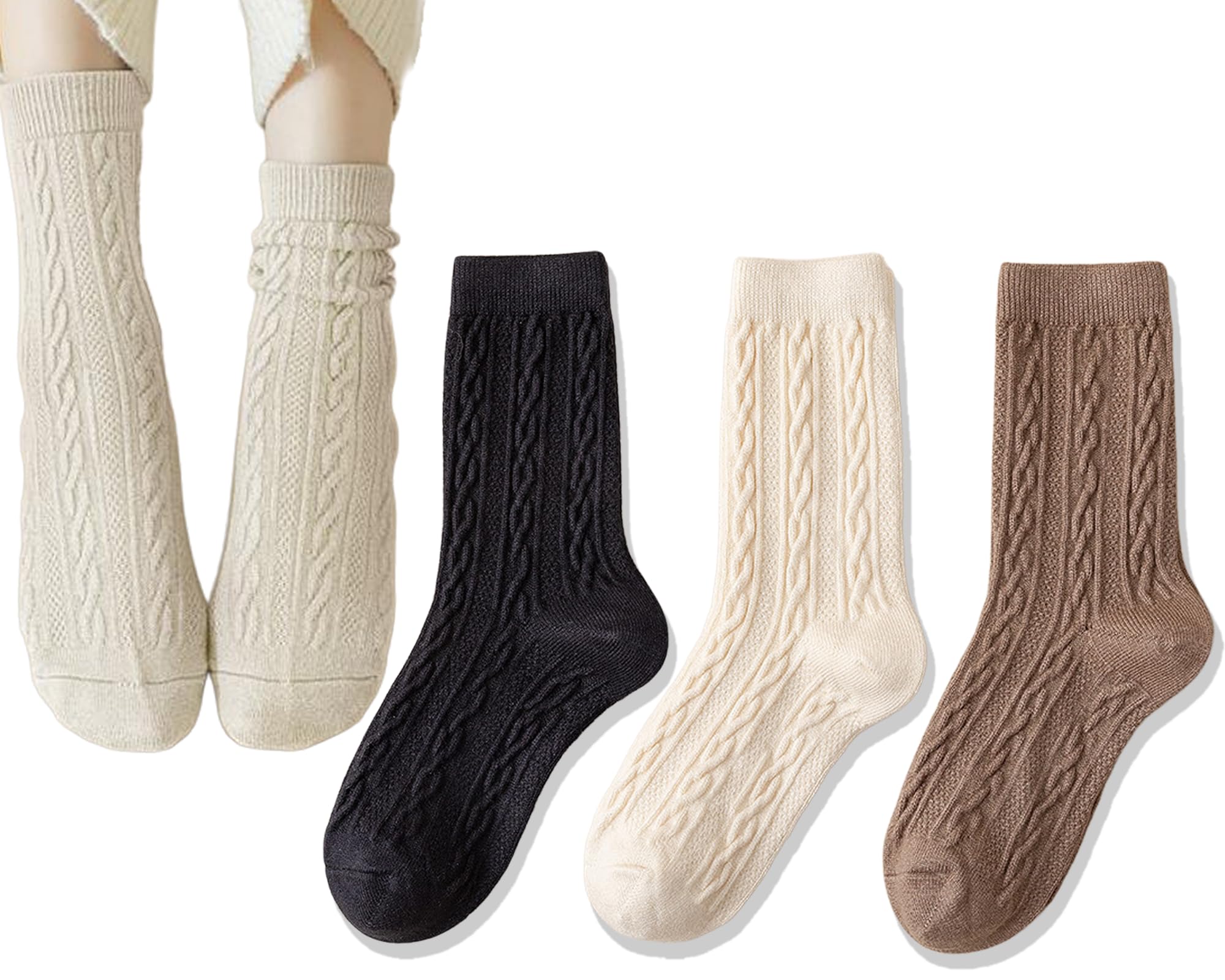 CHUNFO Warm Women Ankle Winter Thermal Boot Socks Cute Christmas Cotton Slipper Crew Sock 6 Pairs
