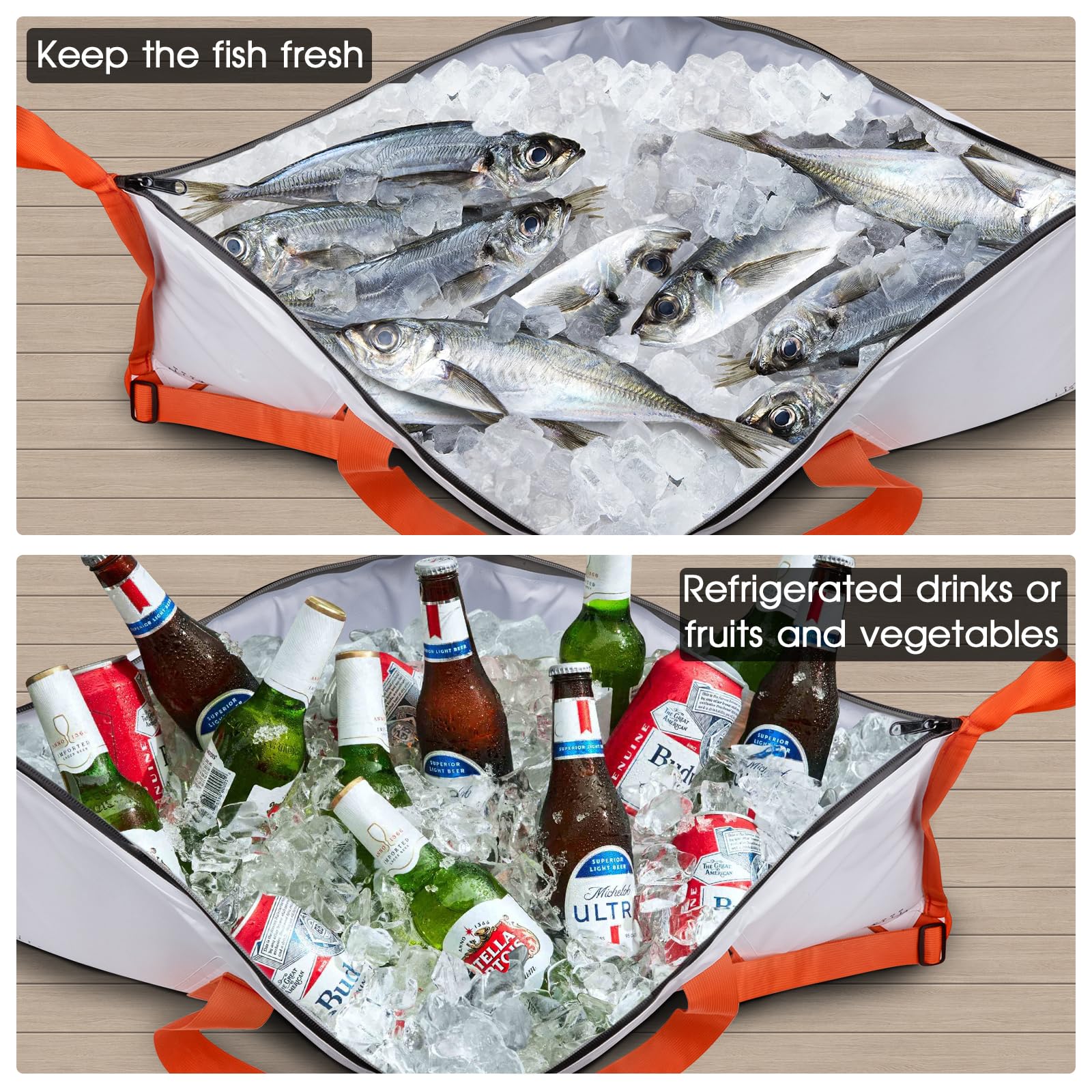 THKFISH Isolierte Fisch-Kühltasche, 101,6 x 40,6 cm, Fisch-Tötungsbeutel für gefangene Fische, tragbare wasserdichte isolierte Angeltaschen, hält Eis kalt über 24 Stunden