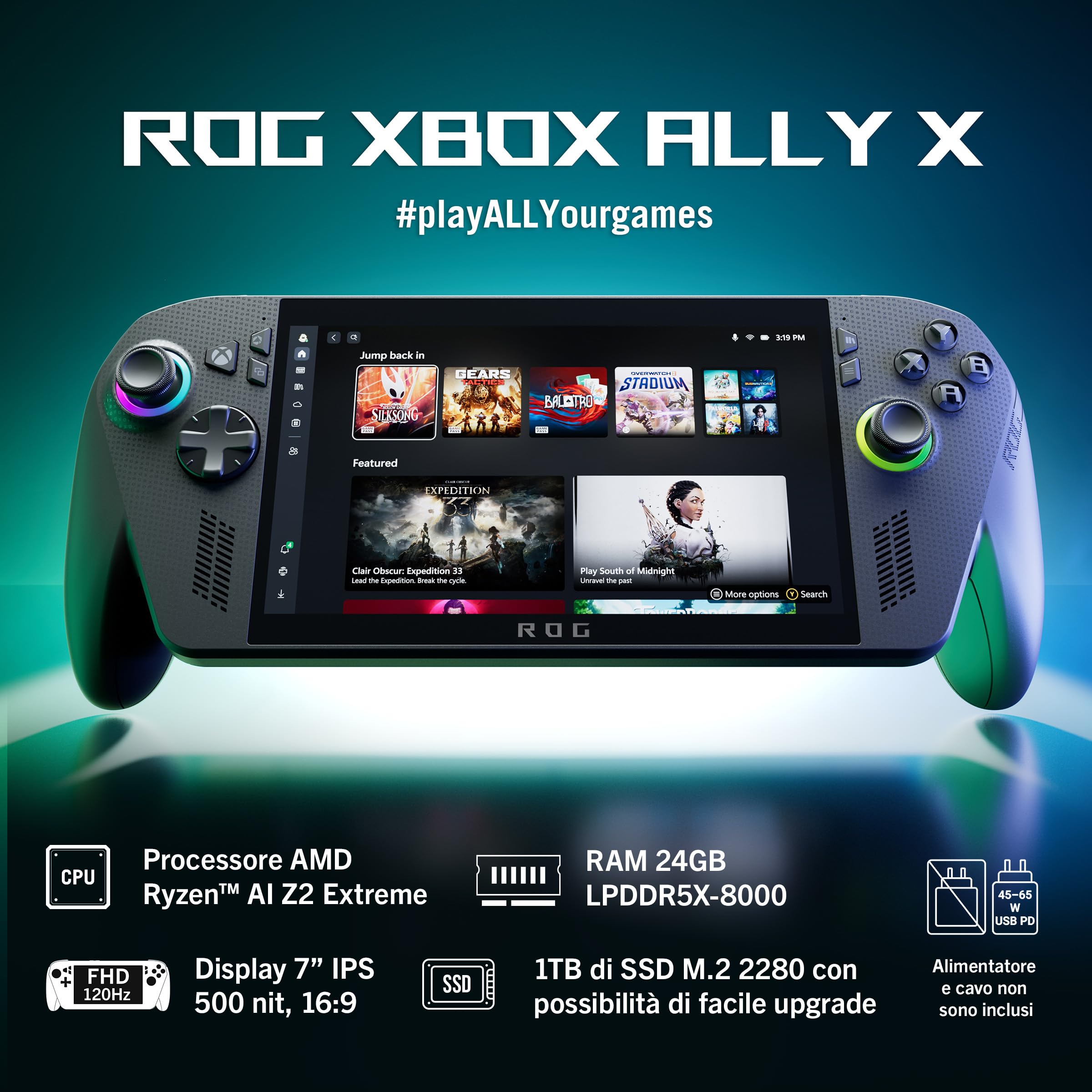 ASUS ROG Xbox Ally X RC73XA, Gaming Console, AMD Ryzen Z2 Extreme