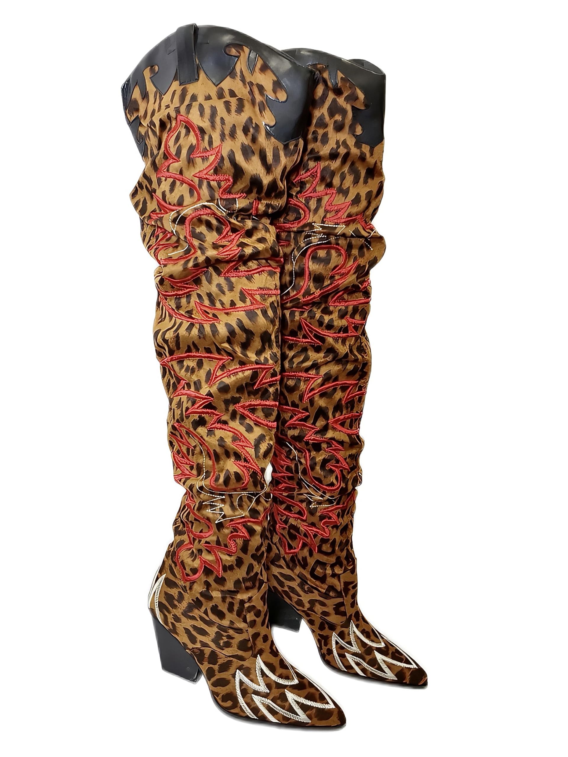 YOKI Cowgirl Boots Women, Over the Knee Western Cowboy Boots for Women with Chunky Block Heels