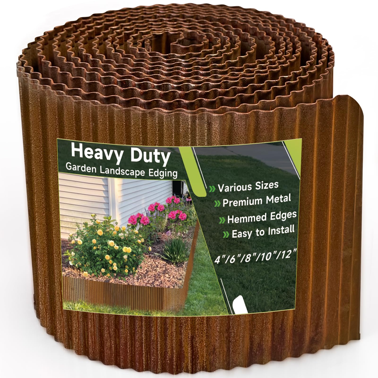GTSABWAY Corrugated Garden Edging, 6' x 40 Ft Pre-Rusted