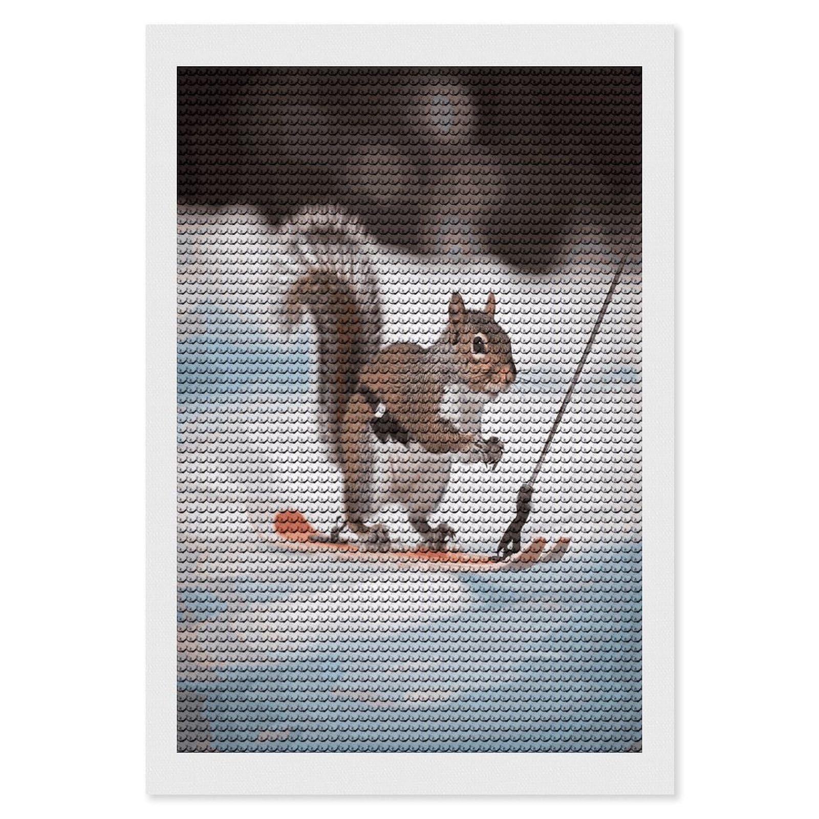 LDGSUPH Skiing Squirrel Diamond Painting Kits for Adults Paint with Diamond Pictures Art DIY Full Drill Diamond Dots Painting Personalized Diamond Photo for Home Wall Decor Gift 8"x12"