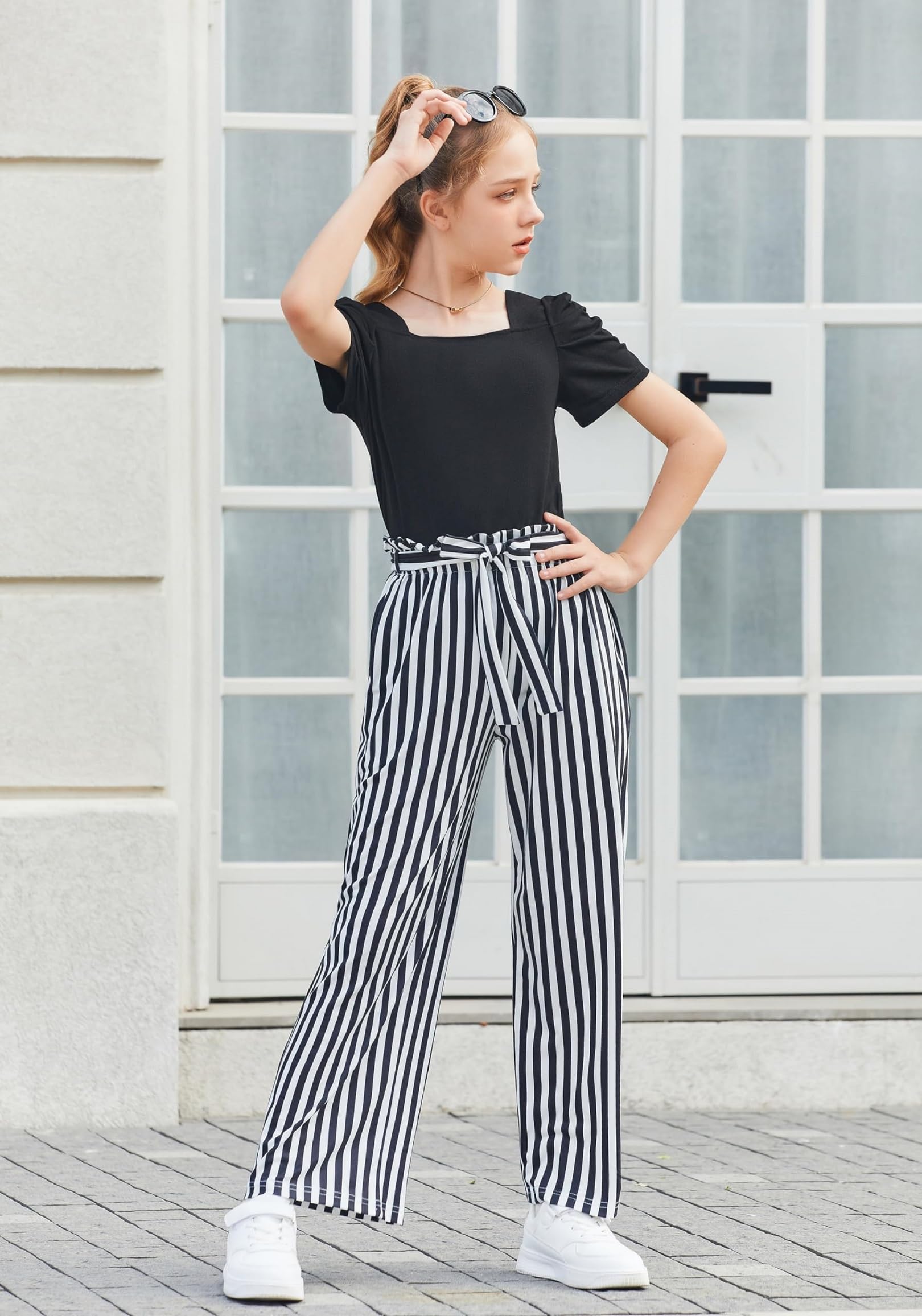Arshiner Filles Ensembles de Vêtements Enfants Coton Tshirt et Pantalon Set Été Loisirs Mode Deux Pièces pour Filles 5-14 ans