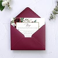 Vista 9 de PONATIA Paquete de 50 sobres A1, 3 58 x 5 18 pulgadas, sobres color burdeos perfectos para tarjetas de boda, tarjetas de confirmación, sobres